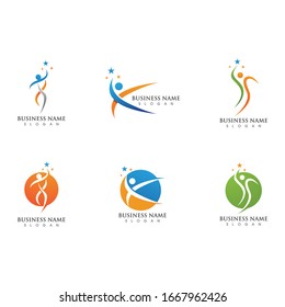 Success people jump  logo sign illustration vector