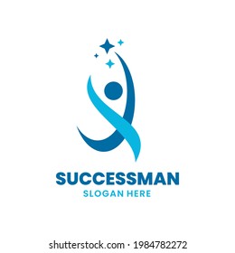 Success people logo template design. Leadership logo concept. Healthy life vector illustration.