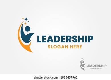 Success people logo template design. Leadership logo concept. Healthy life vector illustration.