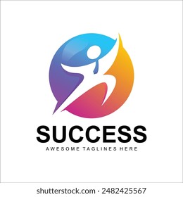 Success people logo template design. Leadership logo concept