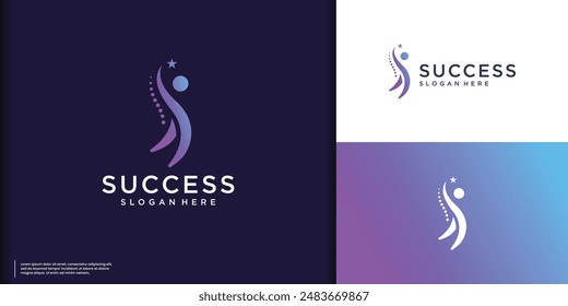 Success people logo template design. Leadership logo concept. Healthy life vector illustration.