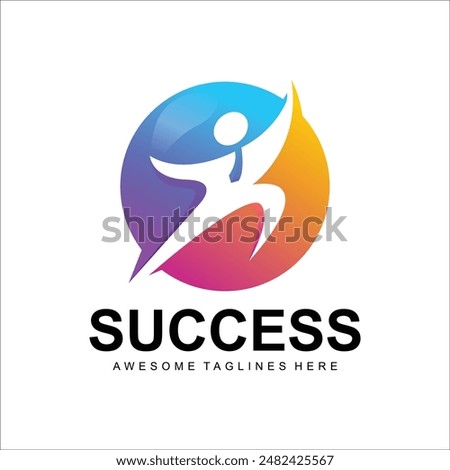 Success people logo template design. Leadership logo concept