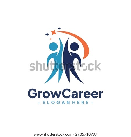 Success people logo template design. Team work and Leadership logo concept. Healthy life vector illustration.