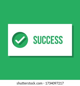 success pop-up box with check mark symbol on green background
