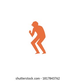 Success pose vector silhouette in orange and white color. Celebrate character concept