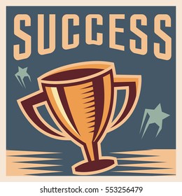 Success poster motivation in retro style