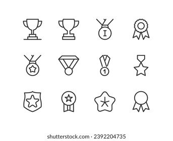 success premium line icons. Pack of outline objects for web and UIUX design. Icon collection