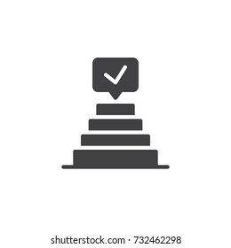 Success pyramid  check mark icon vector, filled flat sign, solid pictogram isolated on white. Achievement symbol, logo illustration.