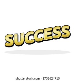 Success quote in gold typography. golden success. isolated white background