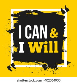 Success Quote poster I can and I will. Motivation inspiration. Mock up. easy to edit