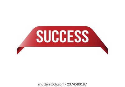 Success red ribbon label banner. Open available now sign or Success tag.
