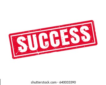 success in red stamp style, white background