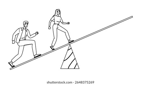 risco de sucesso levando vetor. mão de perigo, desastre de vida, homem dominó sucesso risco tomando caráter. pessoas linha preta lápis desenho ilustração