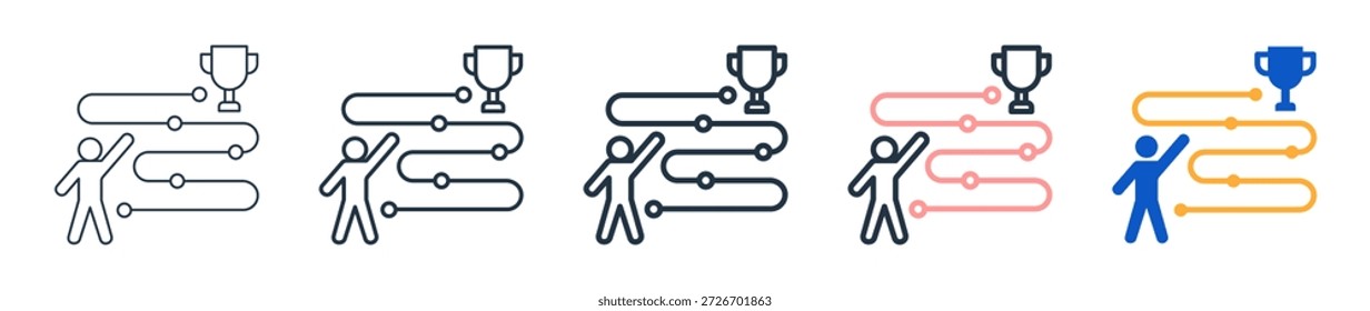 Erfolg Roadmap verschiedenen Stil Symbole setzen Vektorgrafik.