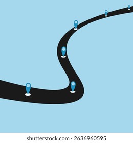 Success roadmap journey, milestone or career path achievement, route or pathway to achieve goals, accomplishment, assessment or way to success, businessman look at achievement milestone to success.