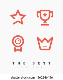 Success Set Of Isolated Minimal Flat Linear Icons. The Best Vector Icons For Websites And Mobile Minimalistic Flat Design. 