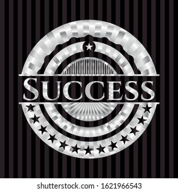 Success silver shiny emblem. Vector Illustration. Mosaic.