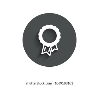 Success simple icon. Winner medal sign. Award reward symbol. Glory or Honor. Circle flat button with shadow. Vector