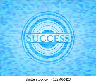 Success sky blue emblem. Mosaic background