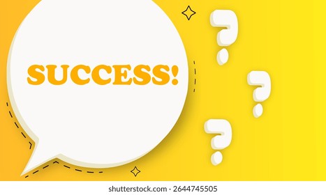 Success. Speech bubble with text. Business concept. 3d illustration. Pop art style. Vector line icon for Business and Advertising