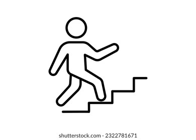 Success stairs up Icon. People go up stairs. icon related to career, business climb, success. Line icon style design. Simple vector design editable