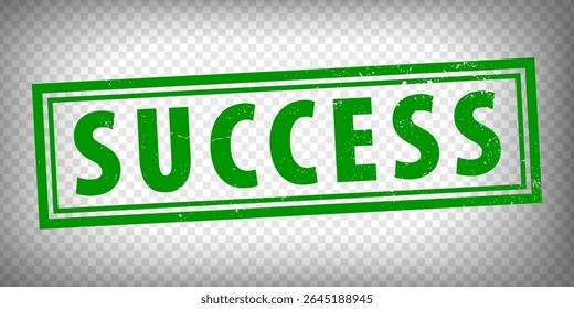 Success  stamp design on transparent background. Grunge rubber stamp with word Success in green. Vector illustration EPS10.