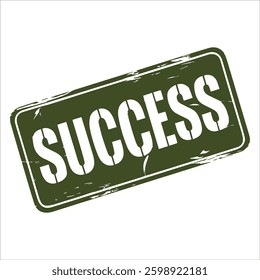 Success stamp sign green rectangle grunge style, 