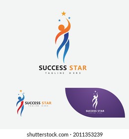 Success star people logo vector 