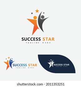 Success star people logo vector 