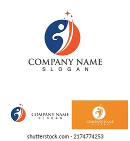 Success star people logo vector