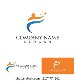 Success star people logo vector