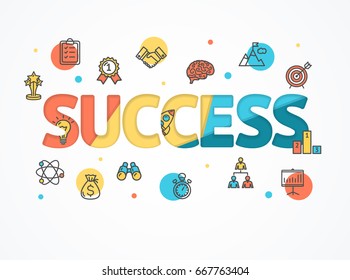 Success Start Up Concept Paper Art Trendy Style Idea Innovation Project or Product. Vector illustration