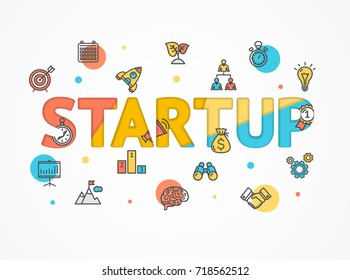 Success Start Up Concept Paper Art Trendy Style Technology Business Development Strategy . Vector illustration