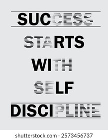 "Success Starts with Discipline" Typography Design – Motivational Quote Apparel