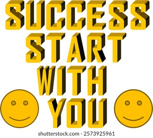 Success Starts With You - 3D Motivational Text Effect 