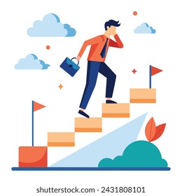 Success step flat vector illustration