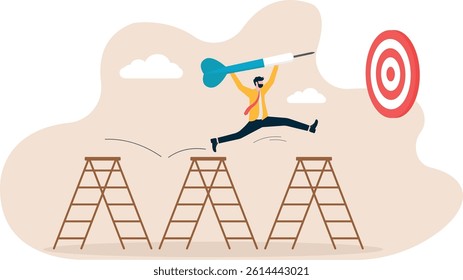 Success step to reach business goal. Ambition to success and achieve target.

