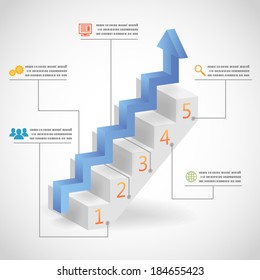 Success Steps Concept Arrow and Staircase Infographic Icons Vector Illustration