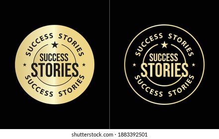 Success Stories Icon, Premium Golden Elegant Vector Stamp