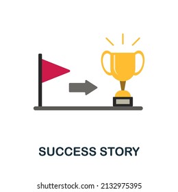 Success Story Flat Icon. Colored Element Sign From Recruitment Collection. Flat Success Story Icon Sign For Web Design, Infographics And More.