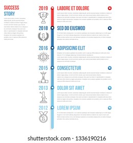 Success Story With Line Icons, Timeline Infographics Template, Vector Eps10 Illustration