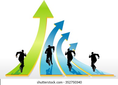 Success Straight Ahead-Stand out businessman takes on a straight path of growth