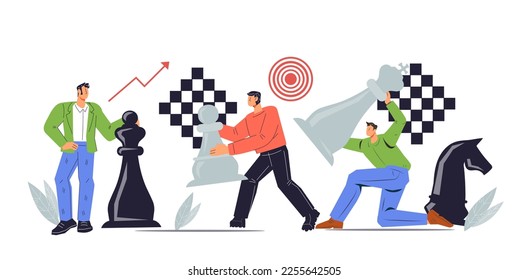 Success strategy, competition victory planning, flat cartoon vector illustration isolated on white background. Company development vision or career opportunity search.