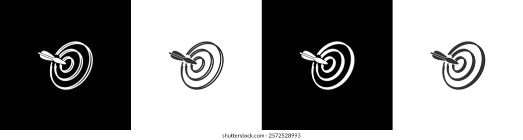 Success strategy symbol icon. Target vector illustration in black white and transparent background. Eps10