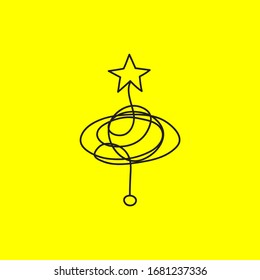 Success symbol, hand drawn business illustration with confused line and star, idea of achieving goal, vector sketch