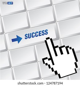 Success symbol on keyboard,vector
