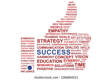 Success tagcloud vector illustration. A thumb up shape composed of colorful words on isolated white background. Creative concept design for presentation, brochure, banner, websites.