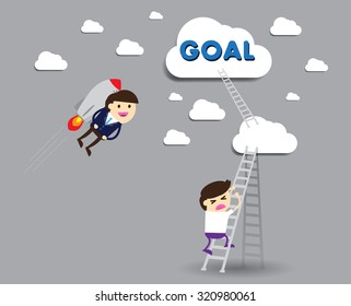 Success. Target. rocket finance vision concept. Business Goal. dream. vector. infographics. Businessman.