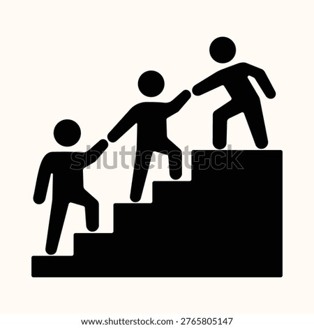 Success teamwork concept, people climbing stairs help each.