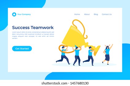 Success Teamwork Vector Concept Illustration for landing page, background, wallpaper, advertisement, web design, banner